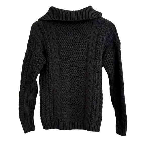 Reiss Alexis Half Zip Cable Knit Sweater Black XS Woolblend - Picture 5 of 7